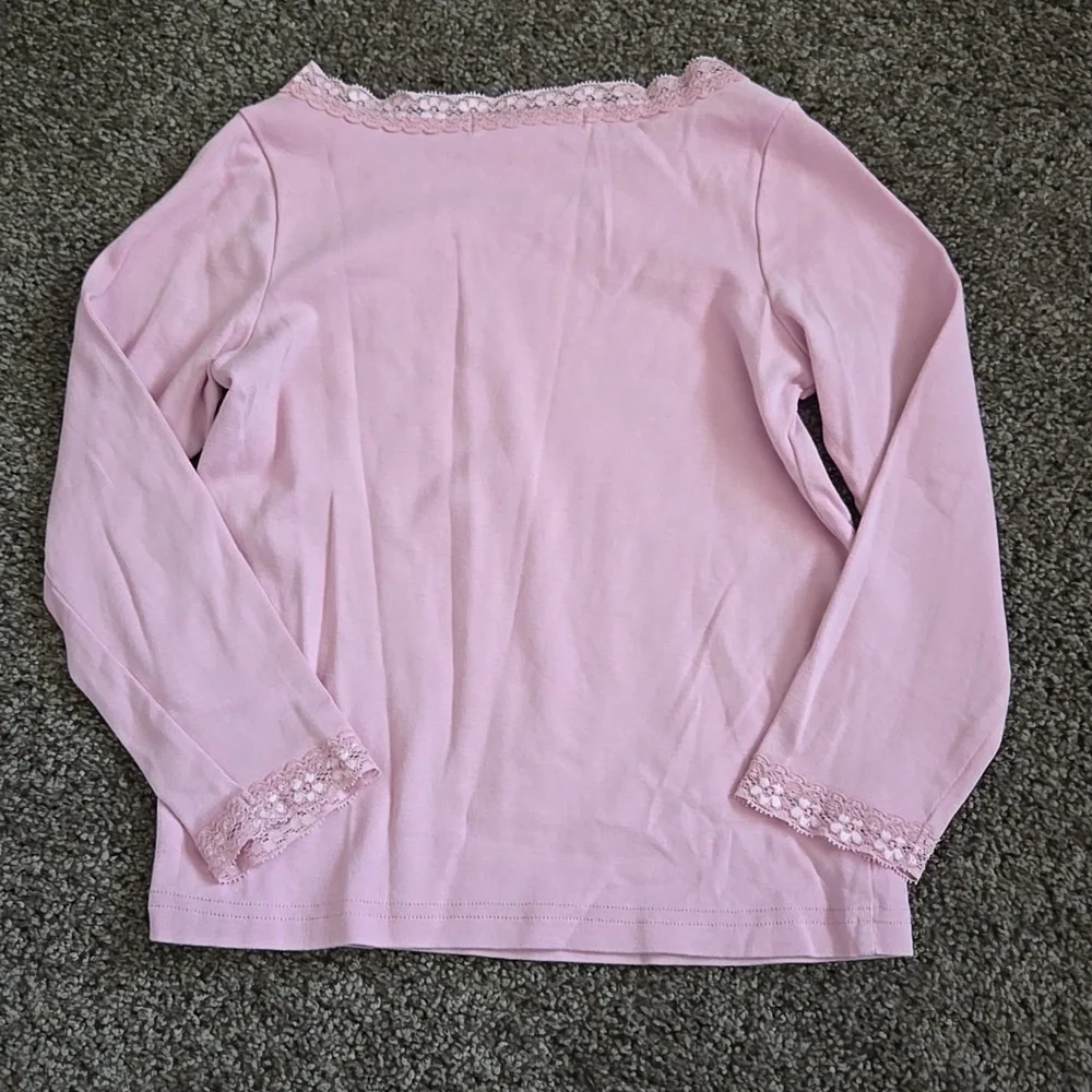 Gymboree Pink Lace Trim Long Sleeve Knit Top 5